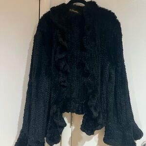 La Fiorentina Black Rabbit Fur Jacket